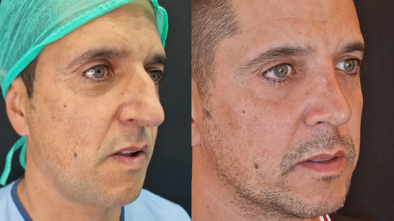 Rinoplastia para hombres — antes y después